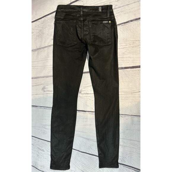 7 For All Mankind Wax Coated Skinny Jeans Size 27 Black - Picture 2 of 9